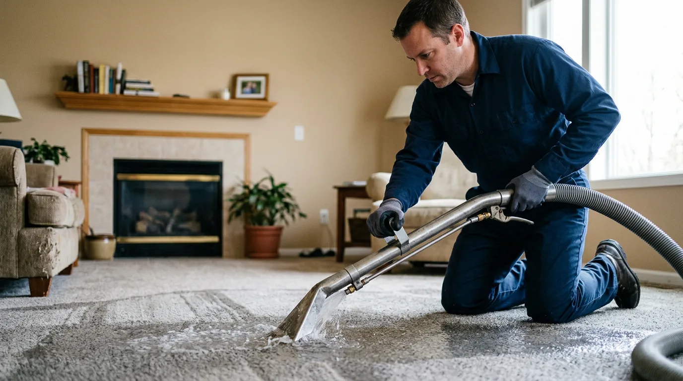Water damage restoration technician working near Dudley, NC